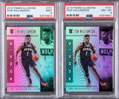 2019 Panini Illusions #151 Zion Williamson Rookie Card Pair (2) - with PSA 9 MINT